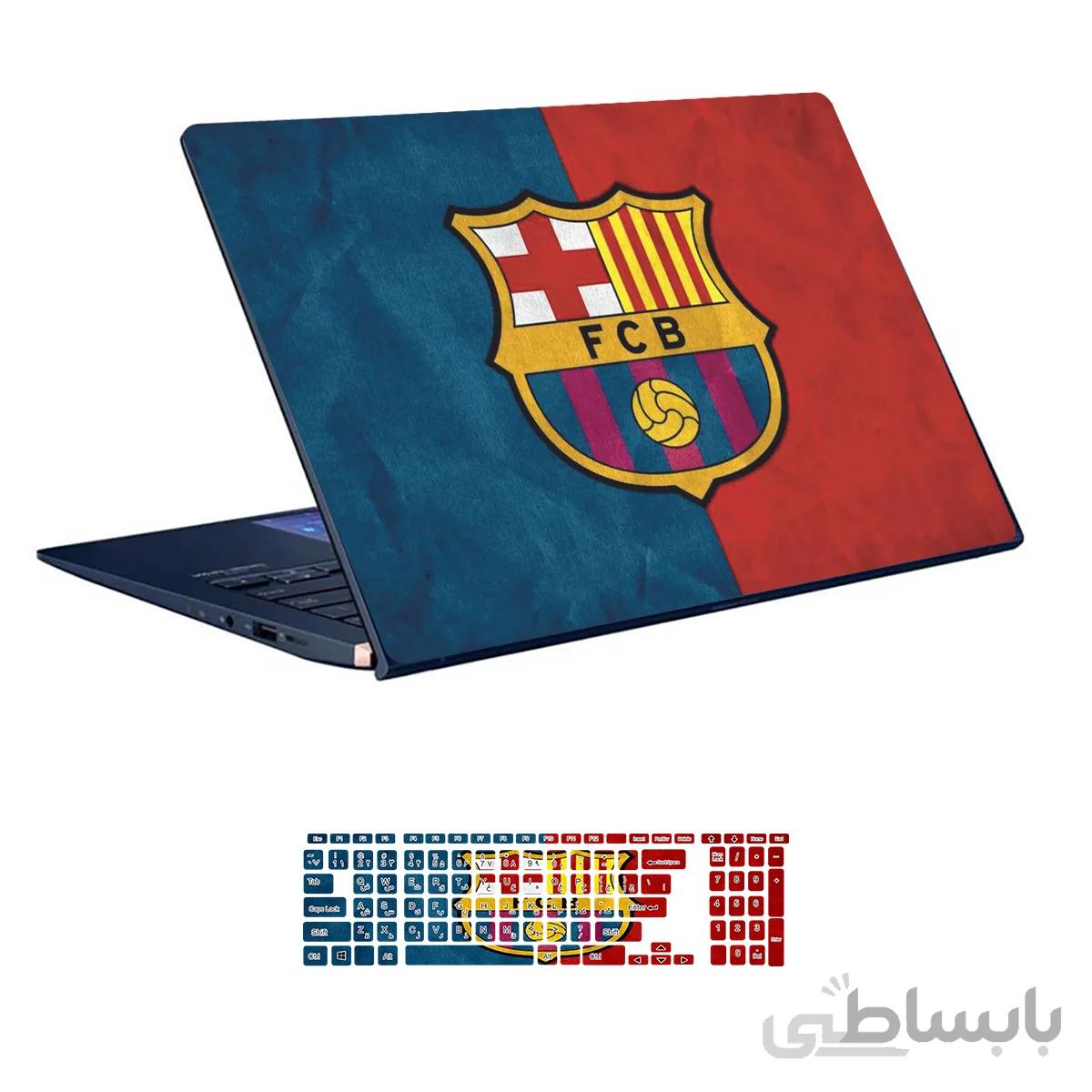 اسکین لپ تاپ طرح Barcelona کد ۰۱ به همراه استیکر کیبورد