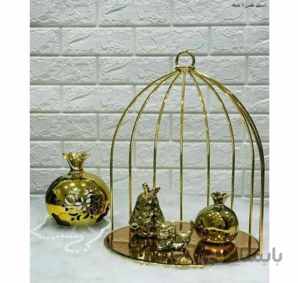نیم قفس پذیرایی 1 طبقه طلایی و کروم