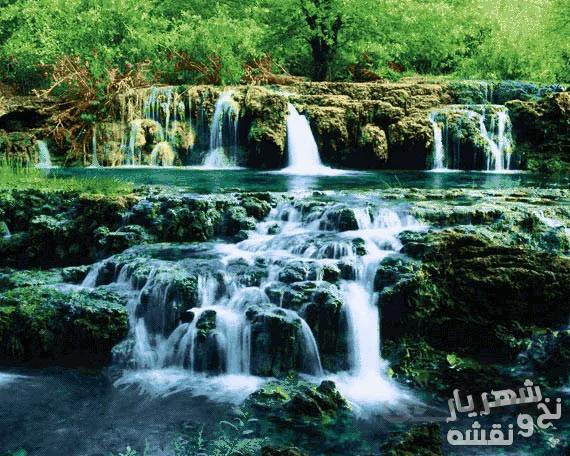 نخ و نقشه تابلو فرش منظره آبشار زیبا 2835