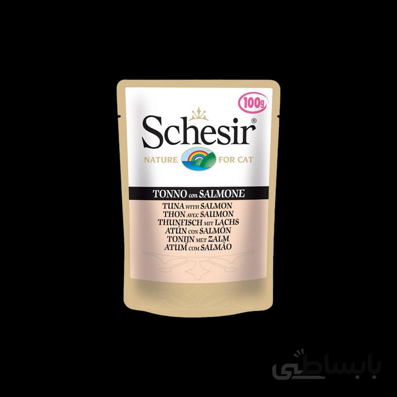 پوچ گربه با طعم ماهی تن و سالمون شسیر Schesir Tuna With Salmon وزن 100 گرم