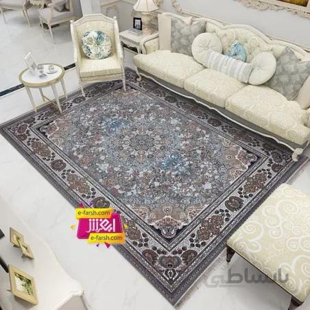 فرش ماشینی نگین مشهد طرح 1013 طوسی گل برجسته