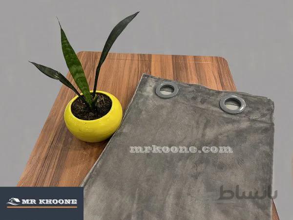 پرده آماده مخمل گارنت طوسی