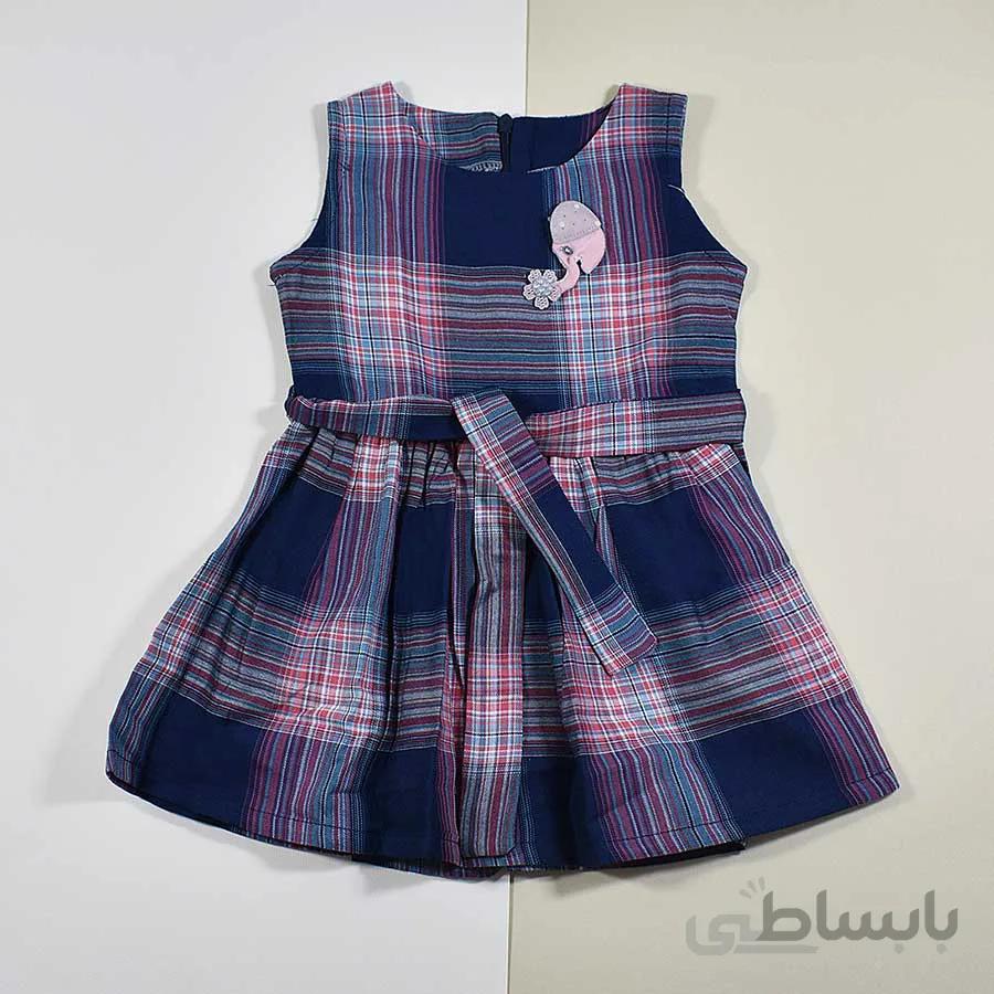سارافون دخترانه بچه گانه چهارخانه کد 2326