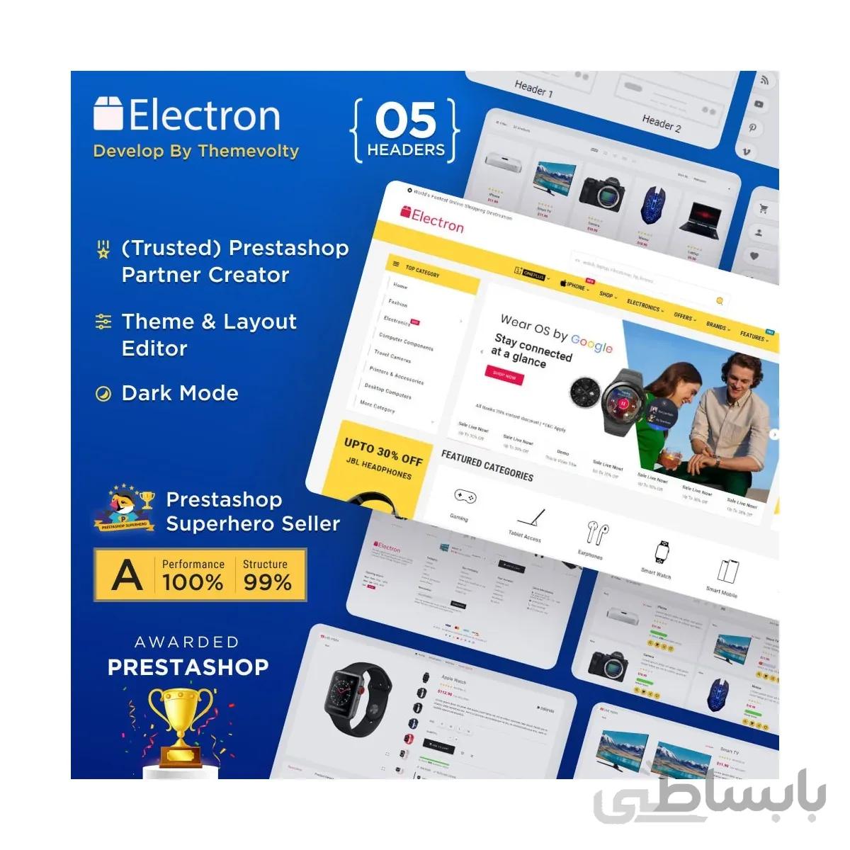 قالب الکترون پرستاشاپ شرکت ThemeVolty