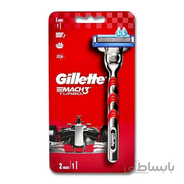 خودتراش ژیلت مدل Mach 3 Turbo به همراه 1 عدد تیغ یدک ا Gillette Mach 3 Turbo 2 Blade 2 Cartrige