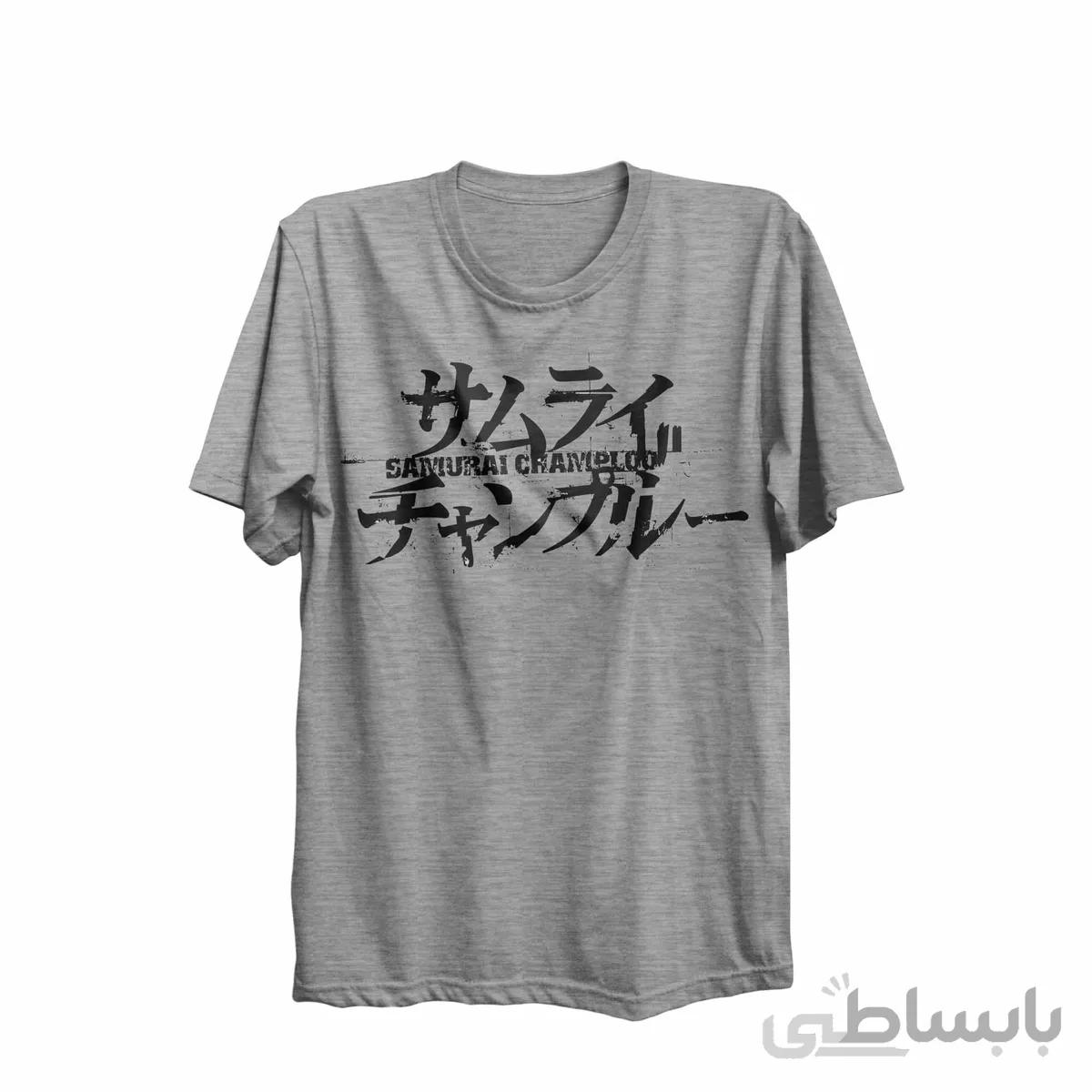 تیشرت یقه گردخاکستری طرح انیمه سامورایی چامپلو Samurai Champloo کد KCT10463