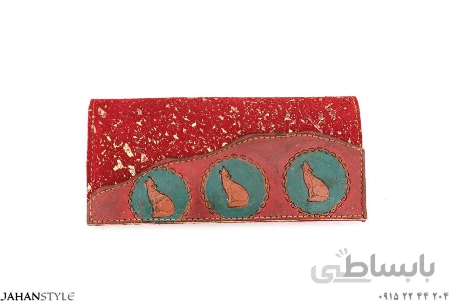 کیف پول و مدارک چرم اشبالت طبیعی مدل قلم‌زنی
