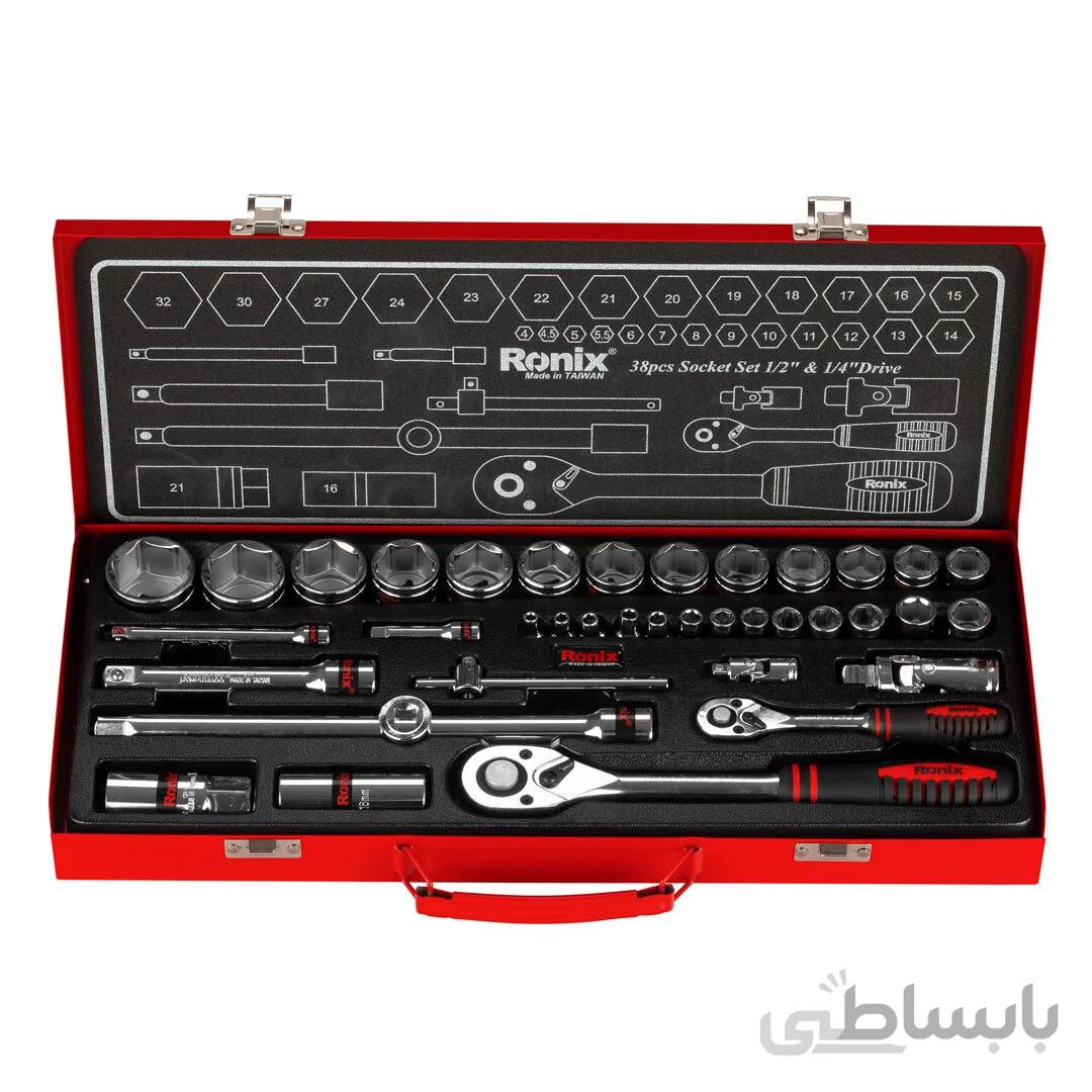 مجموعه بکس 38 عددی 1/2 و 1/4 اینچی رونیکس مدل Ronix RH-2638