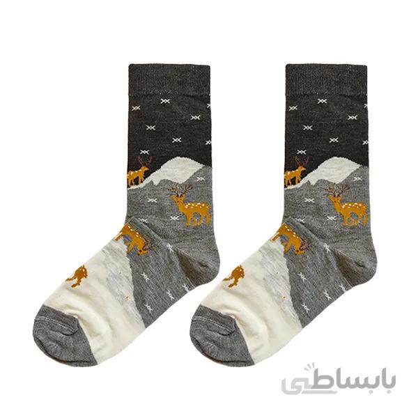 جوراب ساقدار با طرح گوزن در شب کد PH596