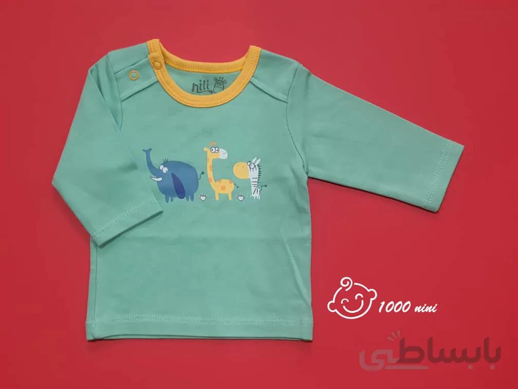 تی شرت آستین بلند طرح zoo نیلی
