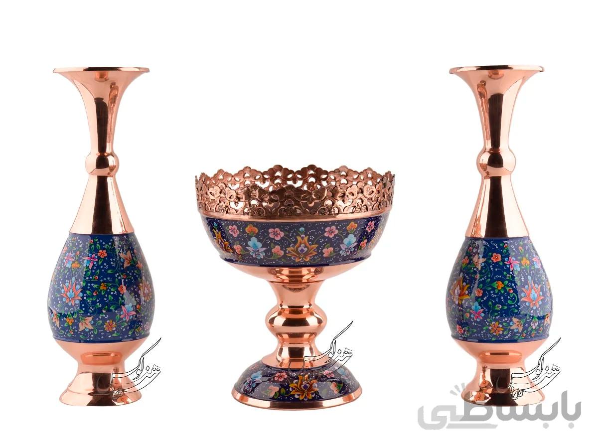 سرویس جهیزیه گلدان و آجیل خوری مسی و پرداز
