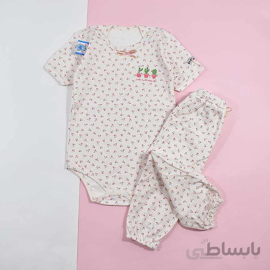 بادی و شلوار دخترانه طرح گل کد 1198