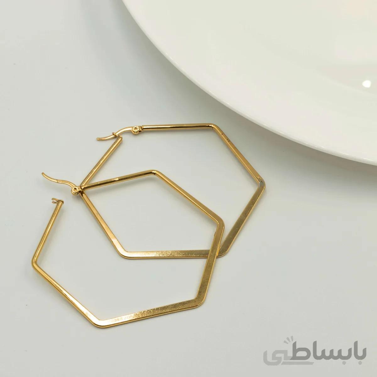گوشواره استیل شش ضلعی E10
