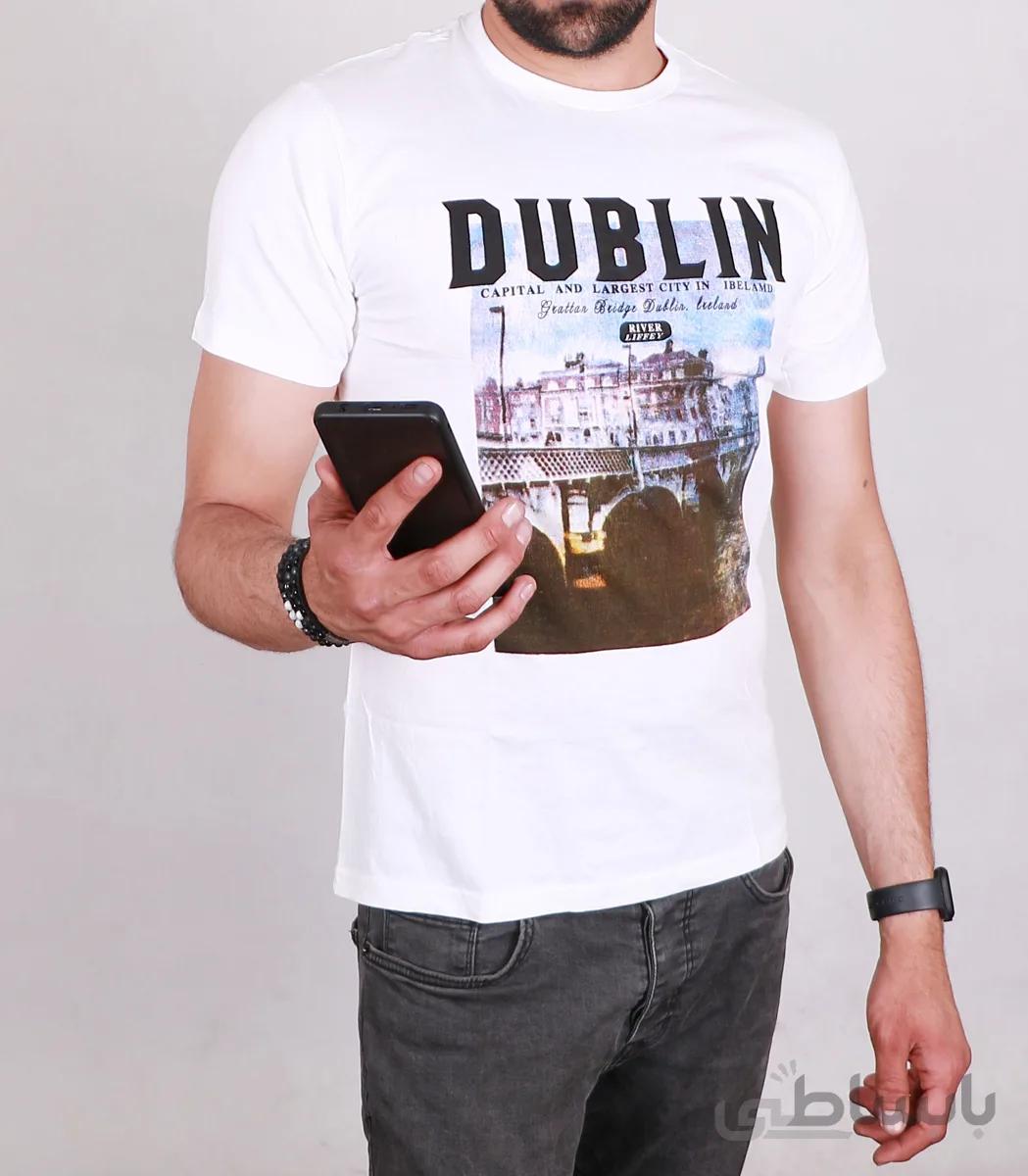 تیشرت یقه گرد مردانه سفید مدل Dublin Capital