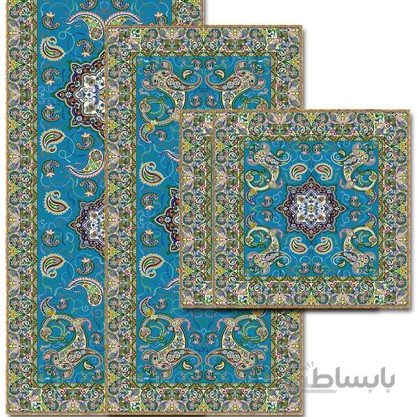 رومیزی مربع ترمه طرح سالار مشکی ابریشم کد 710 کد 410558