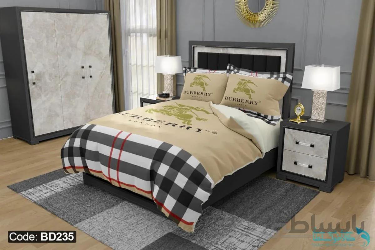 روتختی طرح Burberry برند دکو کد BD235 | دارای قابلیت تغییر رنگ پشت لحاف و ملحفه