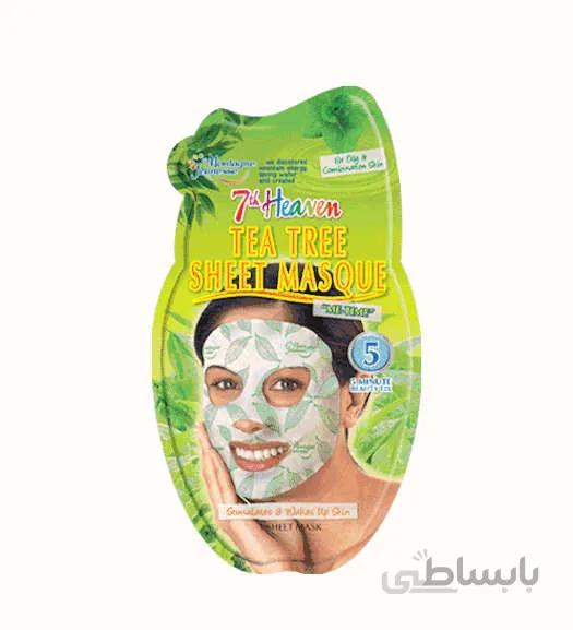 ماسک نقابی صورت تحریک کننده پوست عصاره درخت چای مناسب پوست مختلط و چرب سون هیون ا 7th Heaven Tea Tree Stimulates And Wakes Up Skin Sheet Mask For Oily And Combination Skin