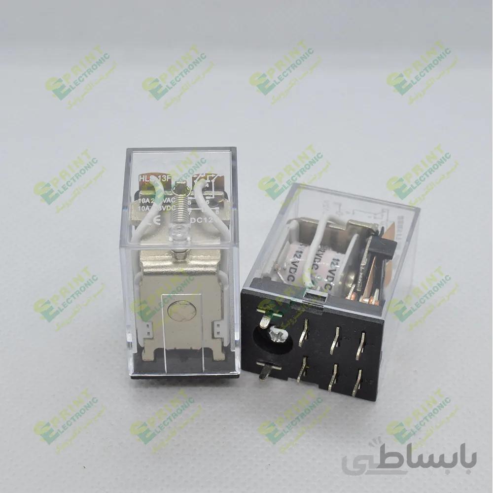 رله 12 ولت ایزومی پایه بردی 8 پایه 10 آمپر HLS-13F2-12VDC