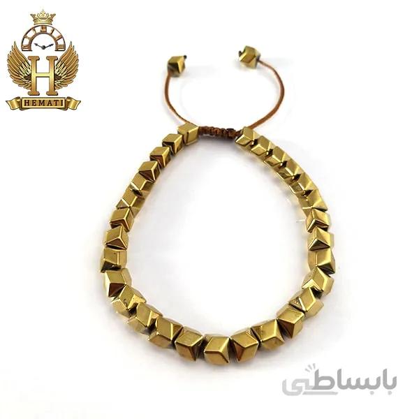 دستبند بافت با سنگ حدید DDD1202 طلایی