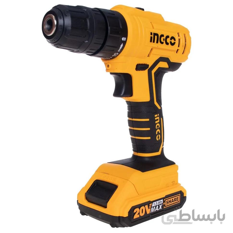 دریل پیچ گوشتی چکشی شارژی اینکو مدل CDLI20012 ا iNGCO CDLI 20012 Lithium-Ion Cordless Drill