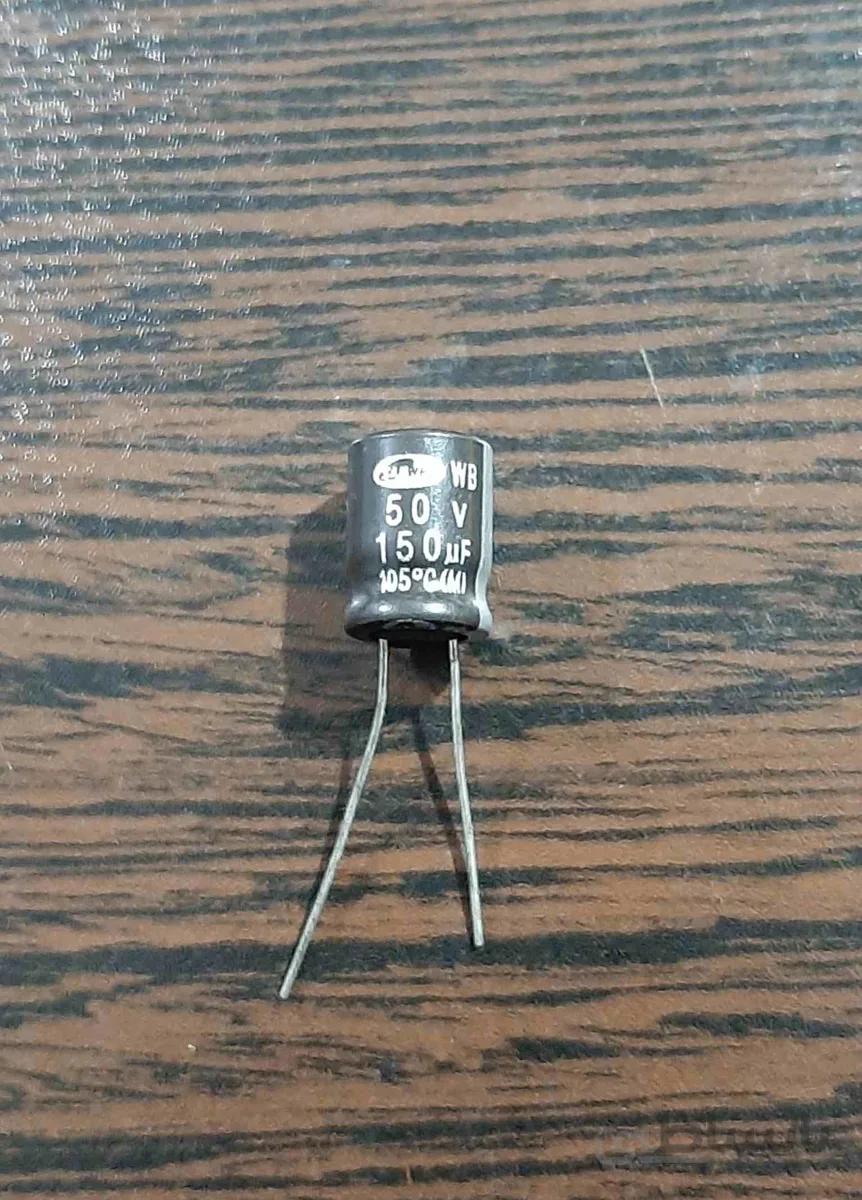 CAP 50V 150uF – خازن الکترولیت، ۵۰ ولت، ۱۵۰ میکروفاراد