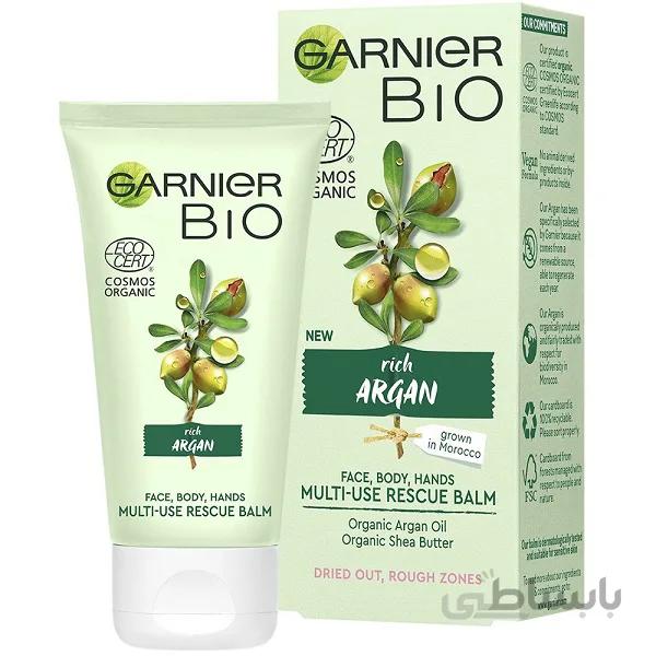 بالم مرطوب و نرم کننده روغن آرگان گارنیر | هیدراته کننده و مغذی پوست خشک بدن | ۵۰ میل ا Garnier Bio Organic Argan Multi Use Rescue Balm 50ml