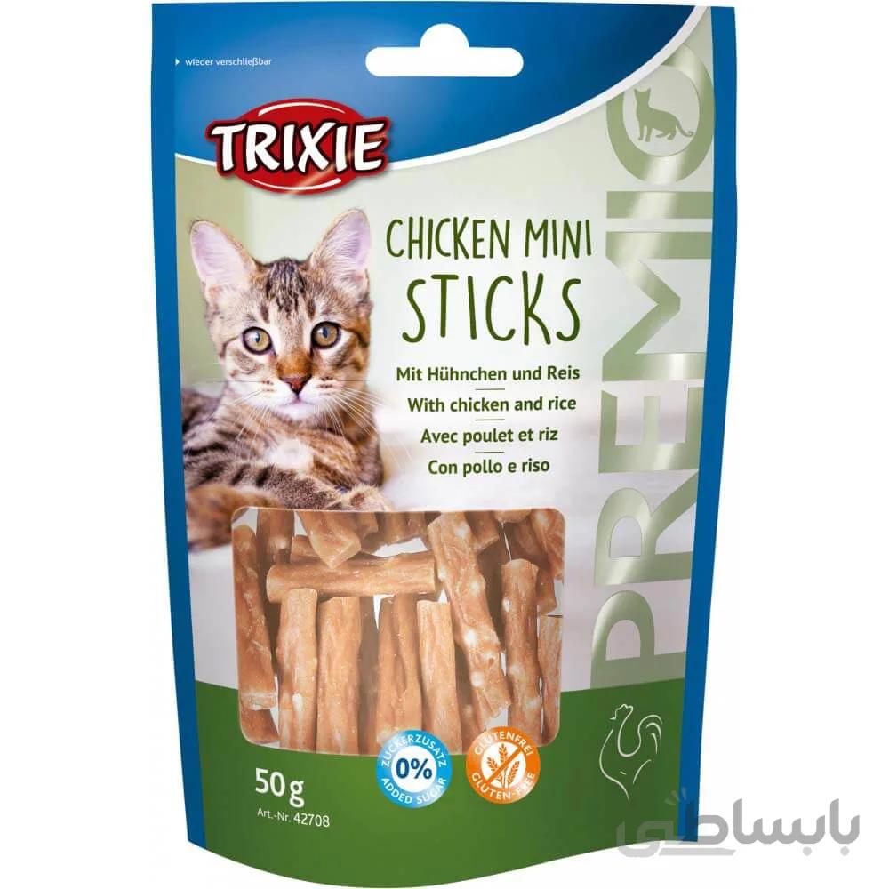 تشویقی گربه تریکسی مدل Chicken Mini Sticks وزن 50 گرم ا Trixie Chicken Mini Sticks for Cats 50g