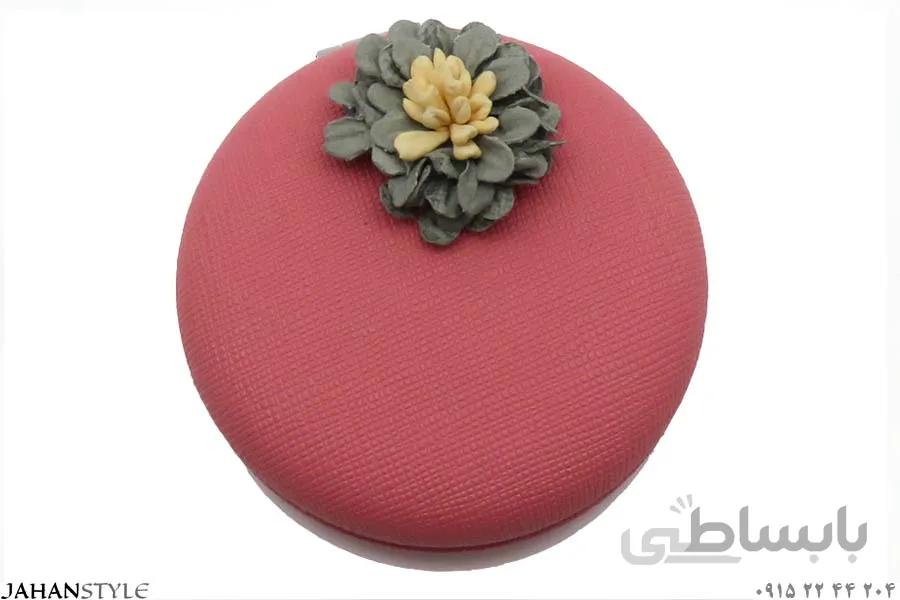 اینه کیفی دو طرفه گرد طرح گل برجسته
