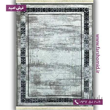 فرش ماشینی با الیاف طبیعی بامبو 1200 شانه مدرن کد V03 سیلور فرش اکسیر