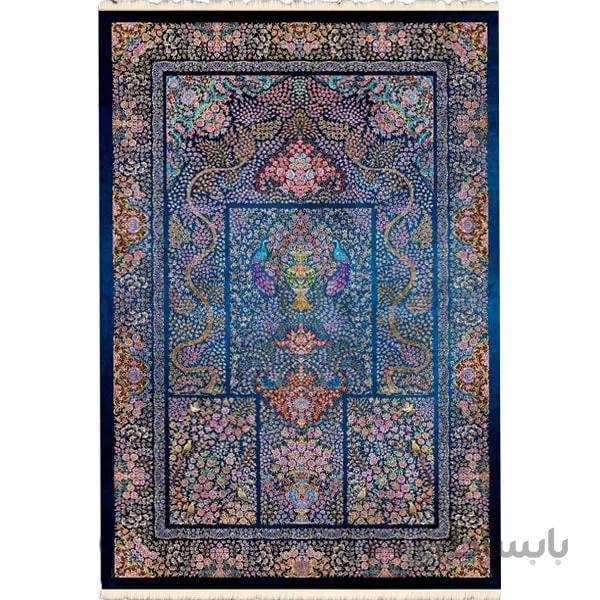 فرش ماشینی دیبا کد D8256 رنگ آبی روشن تا تیره, سرمه ای, یاسی ا Diba Carpet Kode D8256