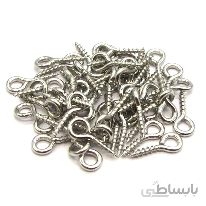 پیچ چشمی نقره ای طول 10 میلی متر بسته 106 عددی