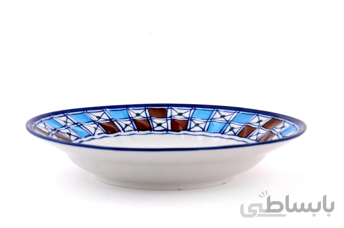 بشقاب گود ۲۰ چینی میبد مروارید طرح شطرنجی