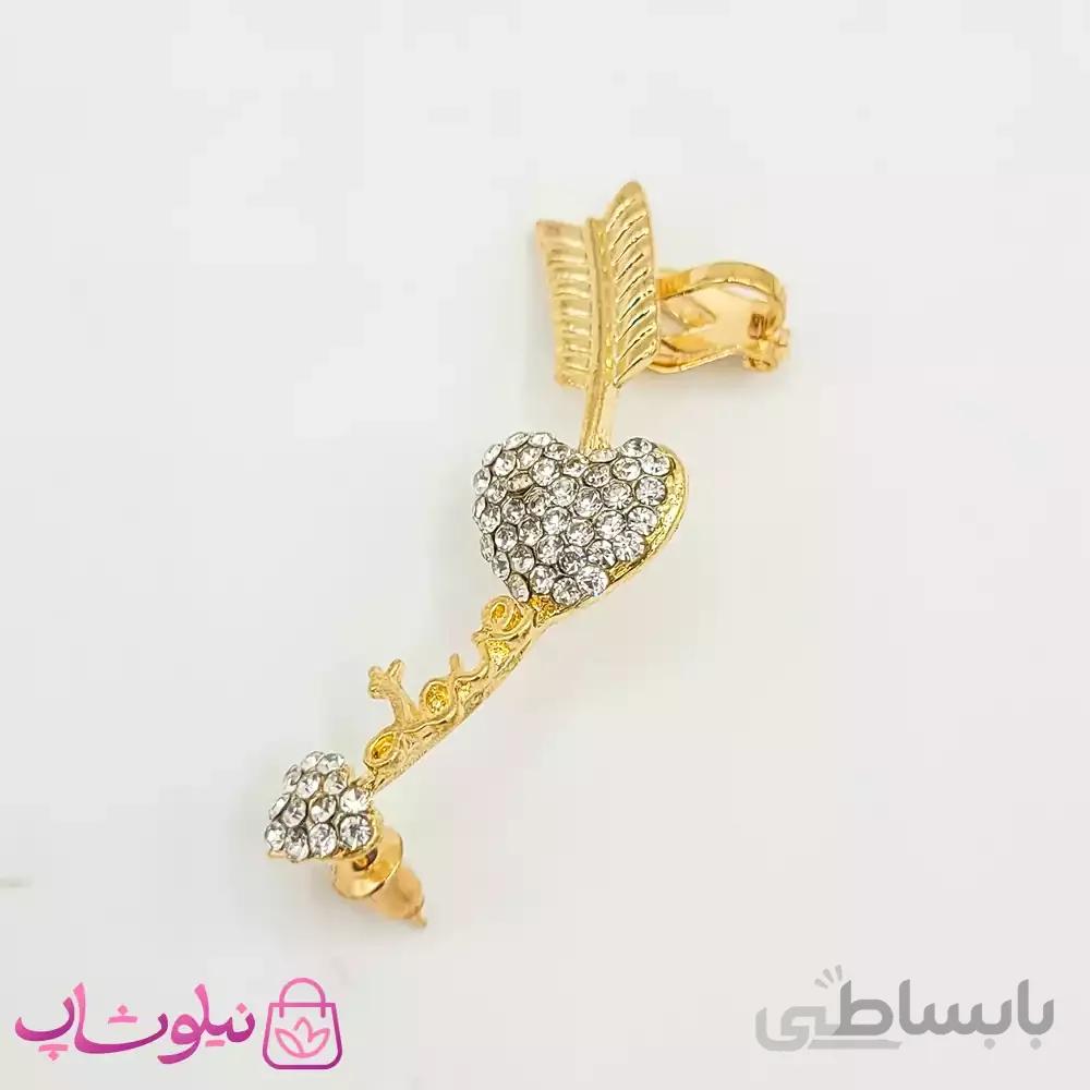 گوشواره لاله گوشی طرح تیر و قلب