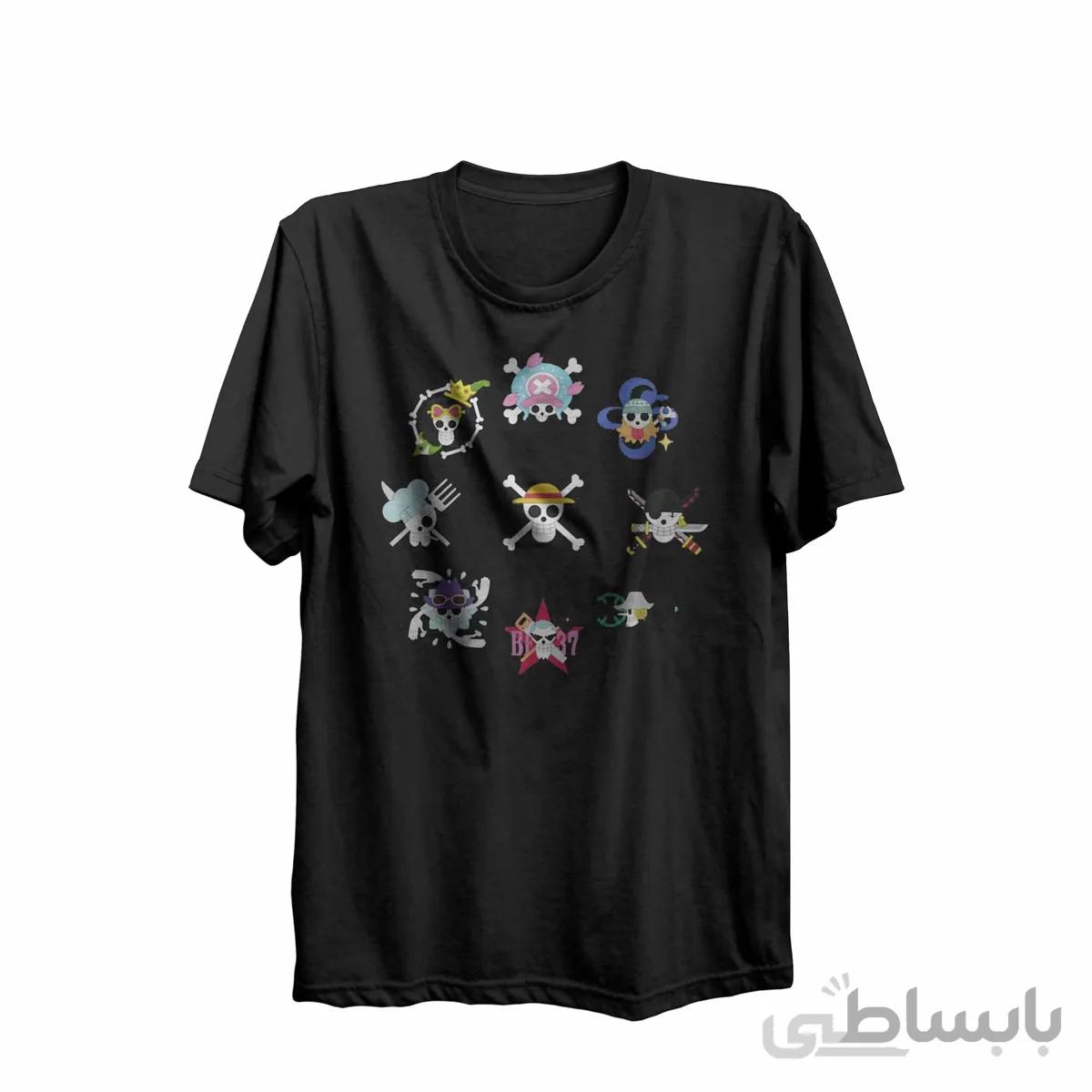 تیشرت یقه گرد مشکی طرح انیمه وان پیس one piece-کپی