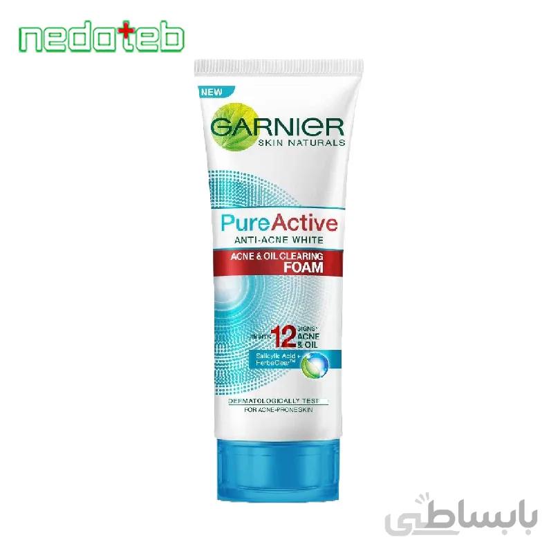 فوم شوینده صورت ضد جوش گارنیر ا Garnier pure active anti acne white oil clearing foam