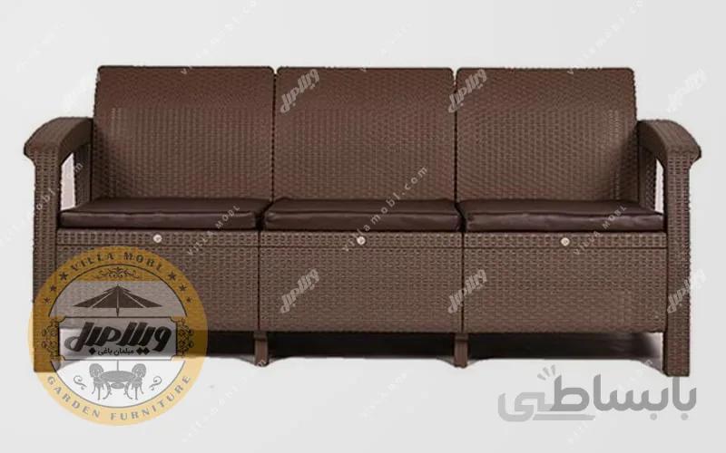 مبل سه نفره پلیمری طرح حصیر بافت