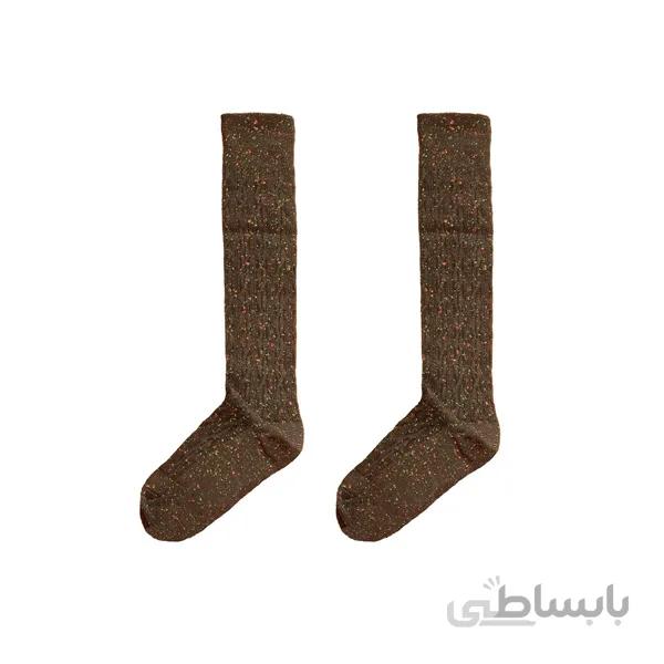 جوراب زیر زانو زنانه طرح بافت نپ دار قهوه کد ph586