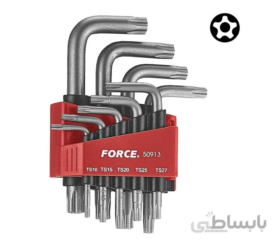آچار ستاره ای پنج پر سوراخ دار 9 عددی فورس – FORCE مدل 50913
