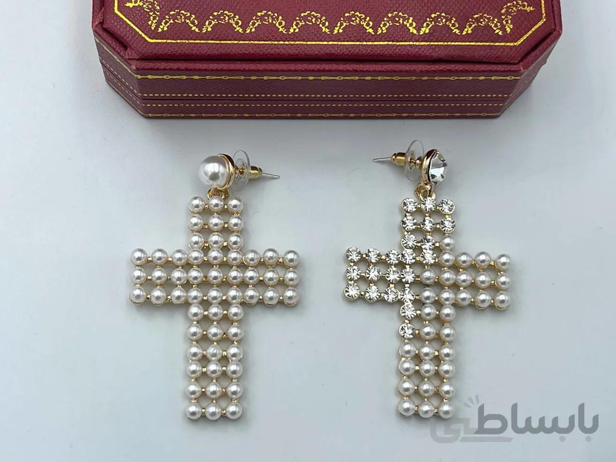 گوشواره صلیب مرواریدی