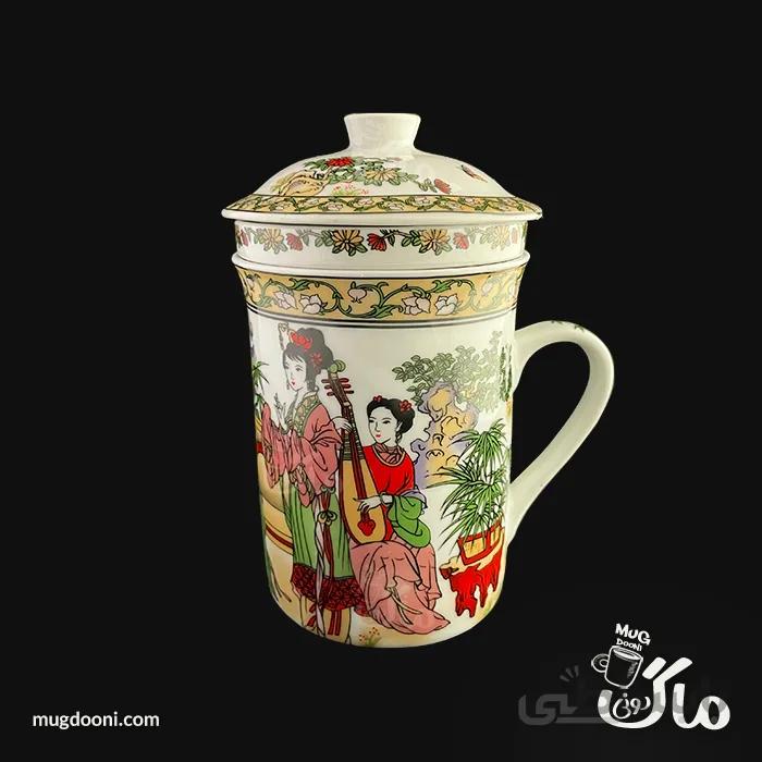 لیوان دمنوش ساز و چای ساز طرح دختر چینی