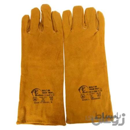 دستکش ایمنی جوشکاری هوبارت پاکستانی رنگ زرد — تصویر 1