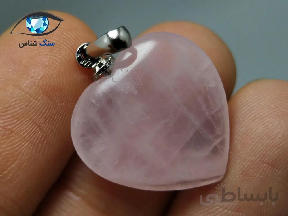 آویز سنگ رز کوارتز طبیعی 3.3 گرم