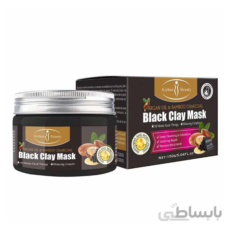 ماسک خاک رس سیاه روغن آرگان و زغال چوب بامبو Aichun Beauty