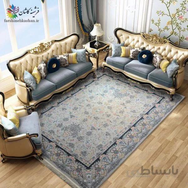 فرش کد 120 نقره ای طلاکوب 1200 شانه گلبرجسته