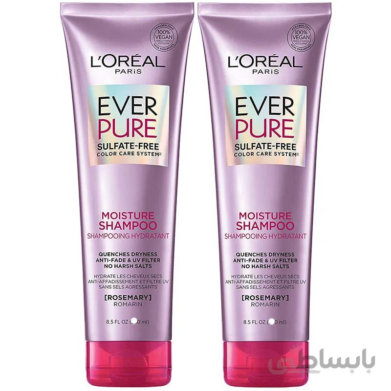 شامپو لورال اور پیور آبرسان موهای رنگ شده LOreal Ever Pure Sulfate Free Color Care System Rosemary Moisture Shampoo