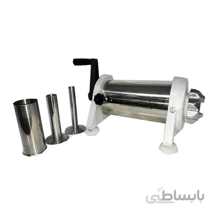 دستگاه سوسیس پر کن استیل (تولیدی محبی اصفهان) ا سوسیس پرکن خانگی برند MOHEBI دارای بدنه استیل ضد زنگ ساخته شده از پیستون و نازل با کیفیت