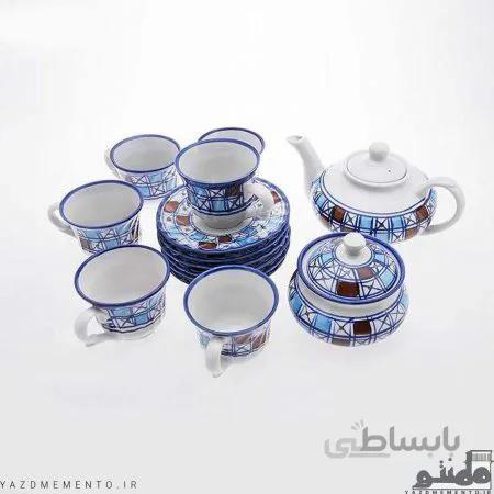 سرویس چای خوری 16 پارچه چینی مدل شطرنجی