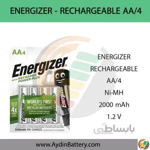 باتری قلمی شارژی AA پاورپلاس انرجایزر 4 عددی 2000 میلی آمپر Energizer
