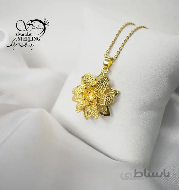 گردنبند زنانه طرح گل تمام تراش
