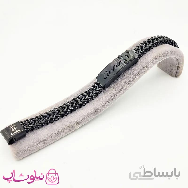 دستبند مردانه زنجیری کارتیه مشکی